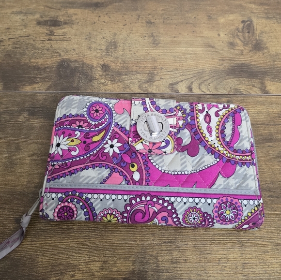 Vera Bradley Vibrant Pink and Gray Women's Wallet - Picture 1 of 9